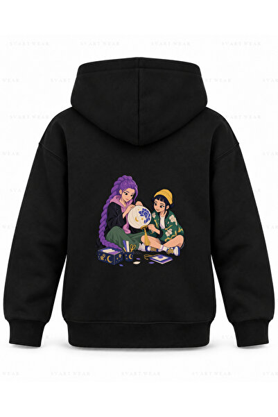SVART WEAR KPop Demon Hunters Lantern Layers Tiskana crna dječja majica sa ka...