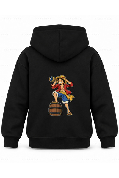 SVART WEAR One Piece Luffy dvogledi, crna dečja majica sa kapuljačom