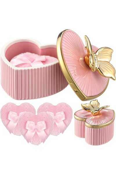 KASTWAVE 3 Pcs Soft Reusable Body Powder Puffs with Portable Dusting Powder C...