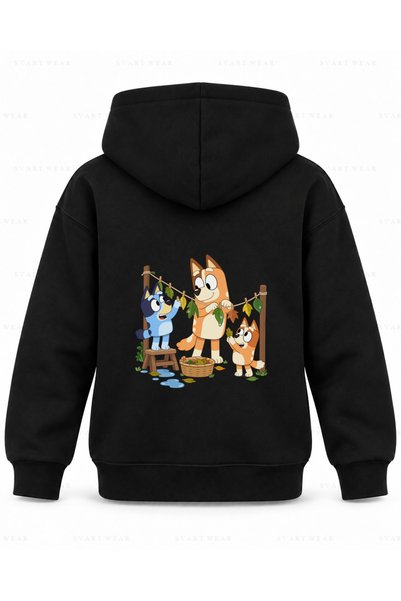 SVART WEAR سويت شيرت بلوي ويت ليدرز للأطفال باللون الأسود مع غطاء للرأس