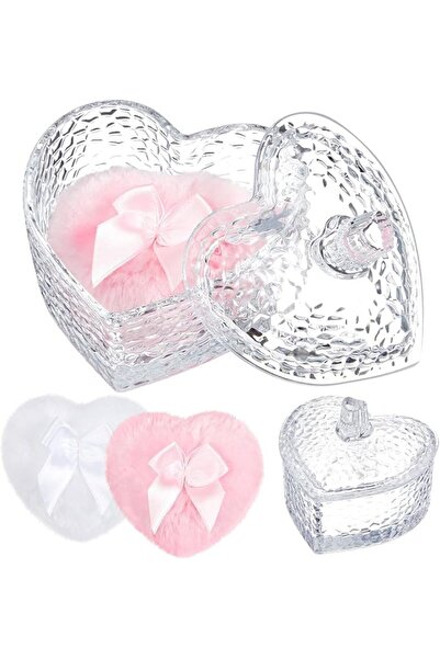 SYOSI Body Powder Puff Set with Crystal Glass Container, Soft Velour Washable...