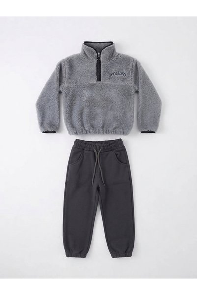 Genel Markalar BaBe by DT Unisex Çocuk Fermuarlı Yarı Balıkçı Yaka Beli Lasti...