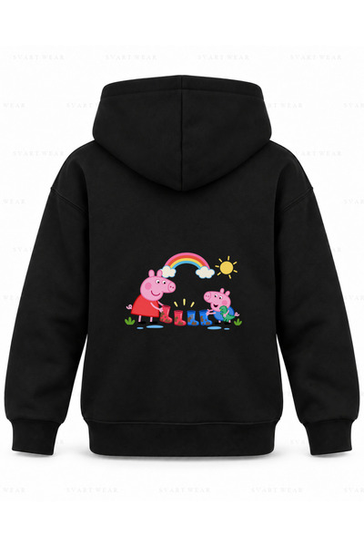 SVART WEAR Παιδικό φούτερ με κουκούλα Peppa Pig Rainbow Boots με στάμπα σε μα...
