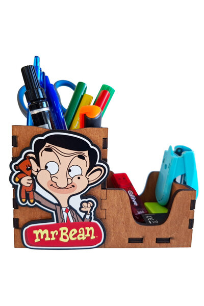 OEM Mr Bean Teddy Pen Holder, wood