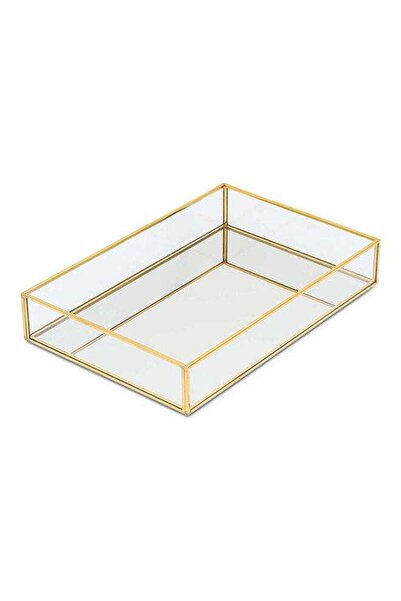 East Lady Metal Glass Serving Tray Gold/Clear 25 x 18 x 4.5cm