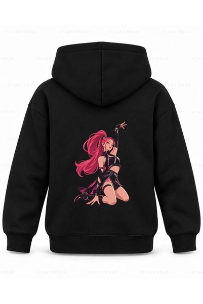 SVART WEAR Huntr X Mira Light Line Printed Black Kids' Hooded Sweatshirt