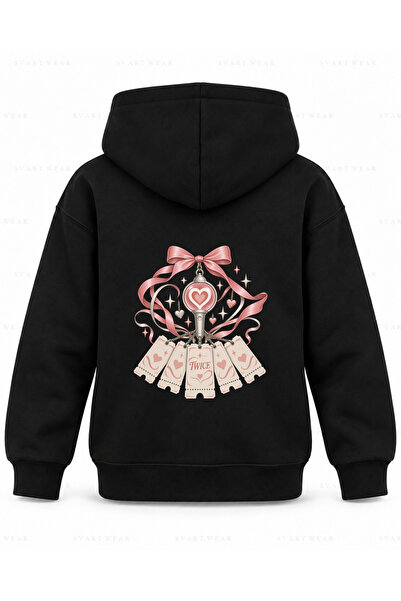 SVART WEAR Twice Ticket Fanfold Printed Black Kids' Hooded Sweatshirt
