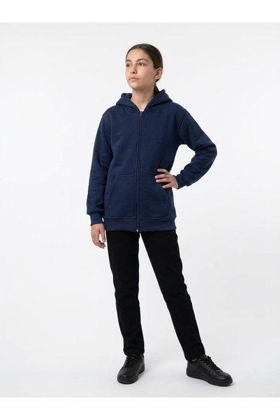HAI COLLECTİON Girl's 3-Thread Hooded Sweatshirt – Comfortable Fit with Zippe...