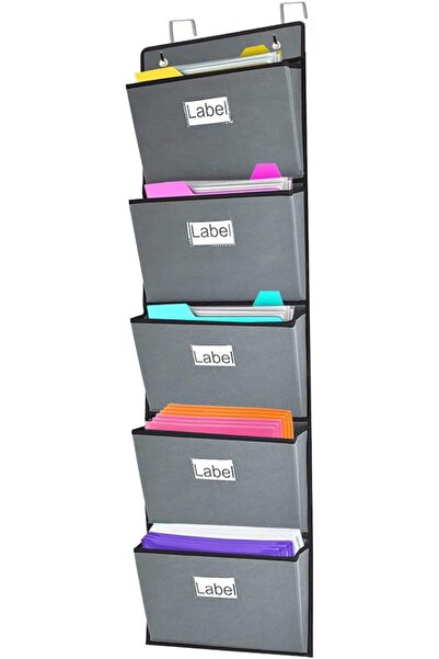 GENERAL Over the Door Hanging File Organizer 5 Extra Large Pockets Wall Hangi...