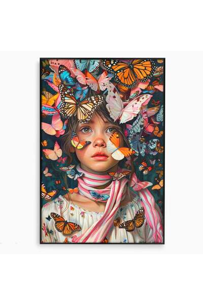 Luxcanva Tablou Canvas Copilarie in Zbor 50x70 cm cu Rama Negru Copilarie in ...