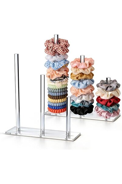 GENERAL Pack of 2 Hair Scrunchie Storage, Acrylic Hair Clips Organiser, Trans...