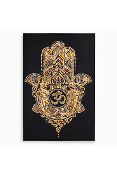Luxcanva Tablou Canvas Hamsa Sacra 40x60 cm cu Rama Negru Protectie Spiritual...