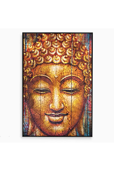 Luxcanva Tablou Canvas Zambetul Tacerii 70x100 cm cu Rama Negru Buddha Zambet...