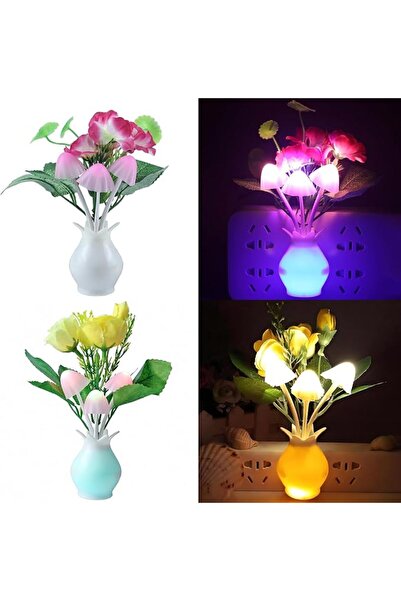 Warmstore 4 Pack Mushroom Night Light, Plum Blossom Rose Flowers Plants Plug-...
