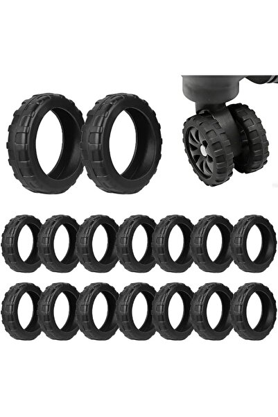 GENERAL 16 PCS Luggage Wheels Protector Wear-Resistant Black Suitcase Wheel C...