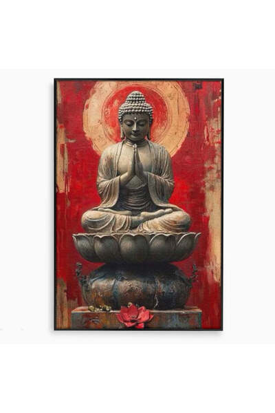 Luxcanva Tablou Canvas Esenta Zen 40x60 cm cu Rama Negru Buddha Zen Meditatie