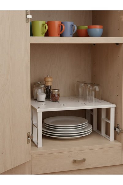 Simply Now Multi-Purpose Metal Organizer Shelf - White Kitchen Cabinet and Refrigerator Organizer Maxi