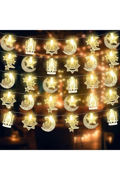 GENERAL 20FT 40LED Warm White Ramadan String Lights, Battery Operated, Indoor...