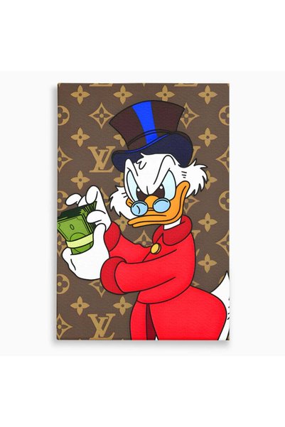 Luxcanva Tablou Canvas Old Donald Counting Money 70x100 cm pe Sasiu Lemn Old ...