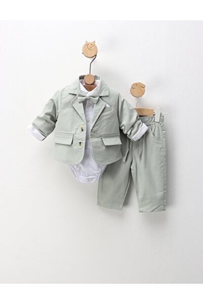 MiniKids Costumas elegant cu papion Eleodor, verde deschis