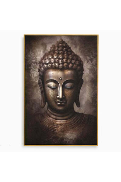Luxcanva Tablou Canvas Esenta Pacii 80x120 cm cu Rama Auriu Buddha Zen Meditatie