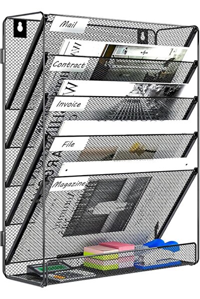 Paganca 2 Pack Desk File Organizer 6-Tier Mesh Hanging Wall File Organizer Ve...