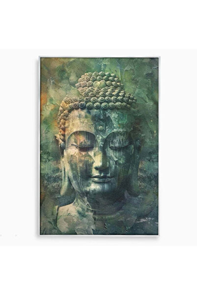 Luxcanva Tablou Canvas Esenta Meditativa 80x120 cm cu Rama Argintiu Buddha Ze...