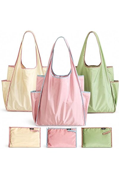 GENERAL Pack of 3 Foldable Shopping Bags, Reusable Shopping Tote Bag