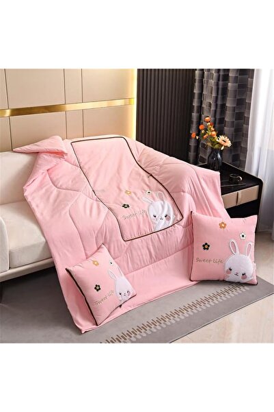 GENERAL Sorain 2-in-1 Travel Blanket and Pillow Cute Rabbit Summer Bedspread ...