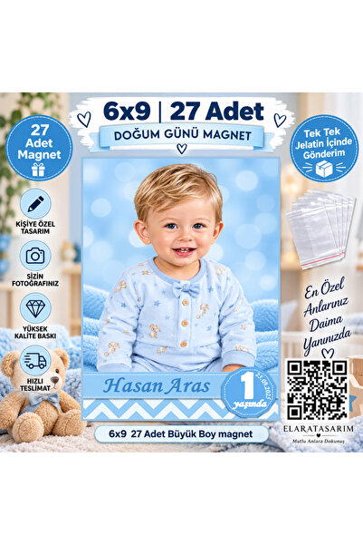 Elara Tasarım 27 Adet 6x9 Büyük Boy Fotoğraflı Kişiye özel Doğum Günü Magnet ...