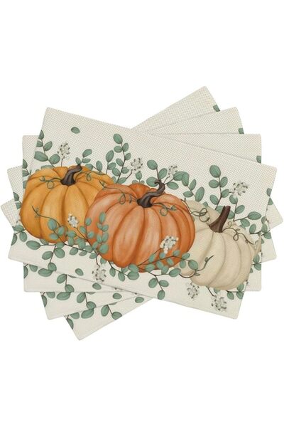 Generic Pumpkins Eucalyptus Leaves Fall Garden Placemat Set of 4,12x18 Inch G...
