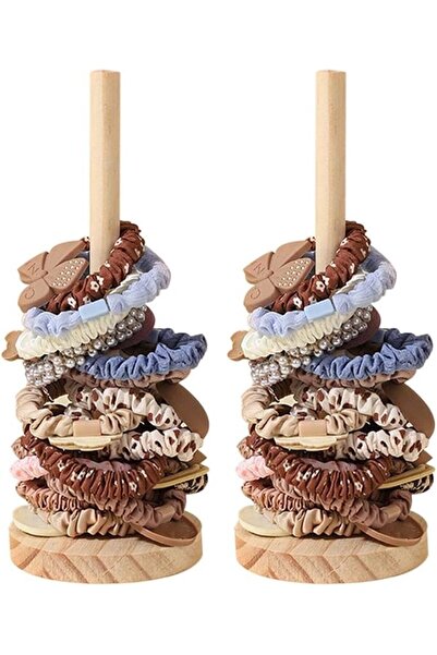 GENERAL Scrunchie Holder Hair Accessories Organizer Stand Wood Hair Tie Holde...