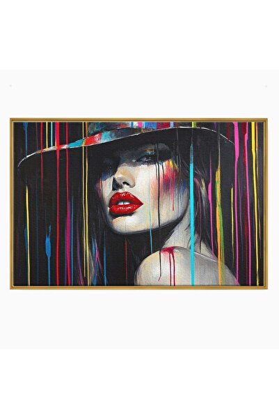 Luxcanva Tablou Canvas Drama Culorilor 70x50 cm cu Rama Auriu Drama Culorilor...