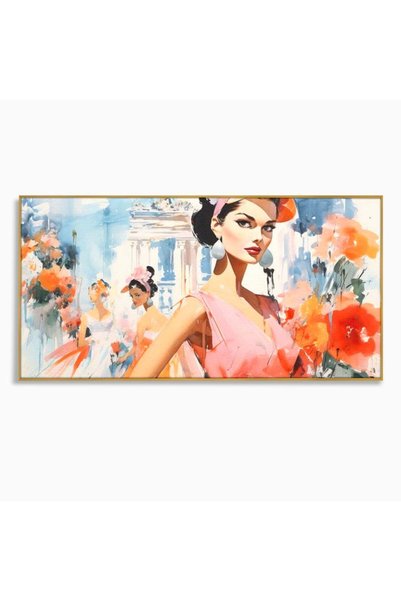 Luxcanva Tablou Canvas O Primavara Retro 140x70 cm cu Rama Auriu O Primavara ...
