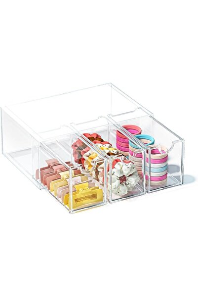 GENERAL Hair Accessories Organizer for Girls, Clear Acrylic Hair Tie Bow Claw...