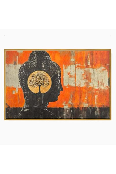 Luxcanva Tablou Canvas Pacea Mintii 120x80 cm cu Rama Auriu Pacea Mintii Budd...