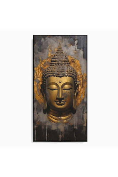 Luxcanva Tablou Canvas Aura Linistii 60x120 cm cu Rama Negru Buddha Zen Ilumi...