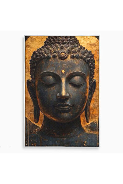 Luxcanva Tablou Canvas Energie si Liniste 50x70 cm cu Rama Argintiu Buddha Ze...