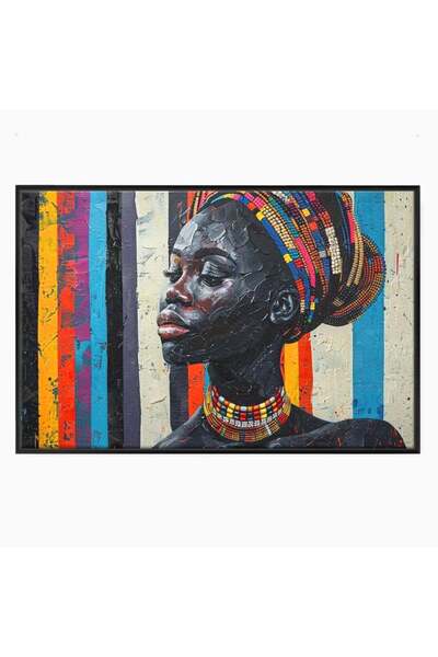 Luxcanva Tablou Canvas Poveste din Africa 100x70 cm cu Rama Negru Poveste din...