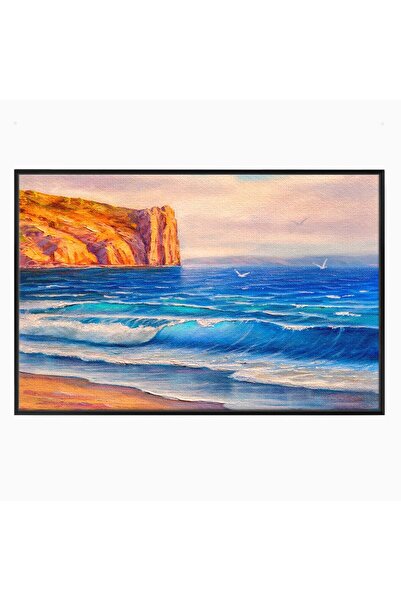 Luxcanva Tablou Canvas Vara La Malul Marii 60x40 cm cu Rama Negru Vara La Mal...