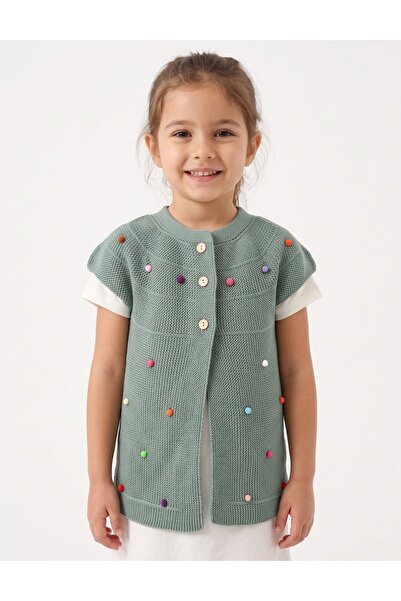 MiniKids Colorful tassel vest, green