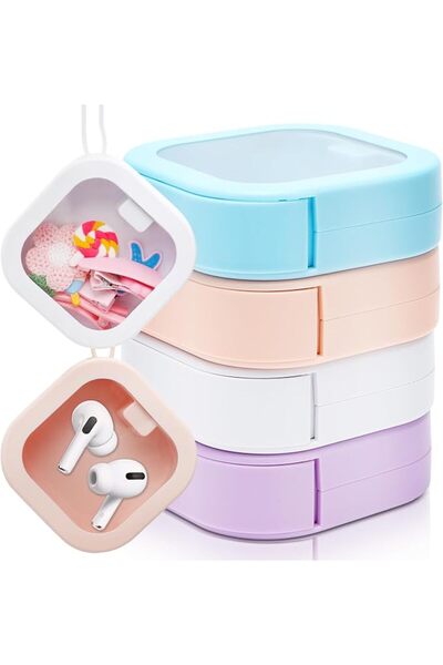 RANJIMA Hair Scrunchie Organiser Box, Pack of 4 Portable Hair Tie Organiser, ...