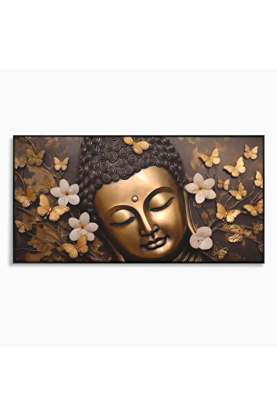 Luxcanva Tablou Canvas Aura Meditatiei 140x70 cm cu Rama Negru Buddha Zen Ech...