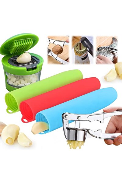 Generic 5 pieces set Silicone garlic peeler 4 in 1 Stainless steel Garlic pre...