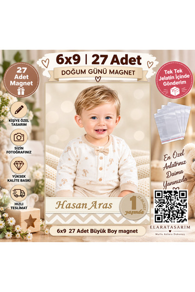 Elara Tasarım 27 Adet 6x9 Büyük Boy Fotoğraflı Kişiye özel Doğum Günü Magnet ...