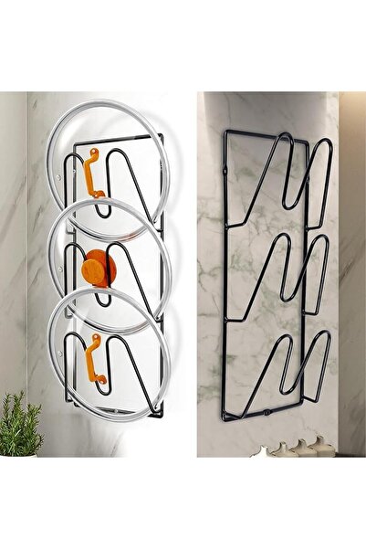 BYZESTY Set of 2 Pot Lid Holders, Lid Holder, Wall Pan Lid Holder, Self-Adhes...