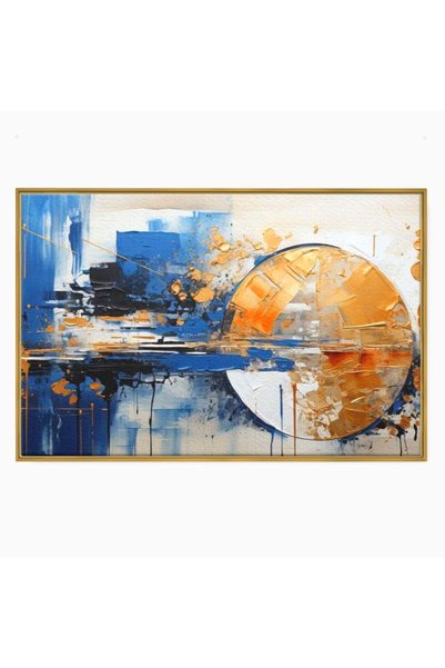 Luxcanva Tablou Canvas Eclipsa de Aur 70x50 cm cu Rama Auriu Eclipsa de Aur S...