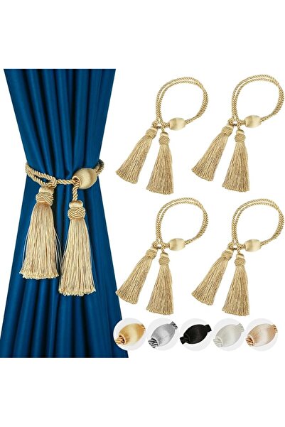 GENERAL 4 Pack Curtain Tiebacks with Tassel, Decorative Curtain Holdback
