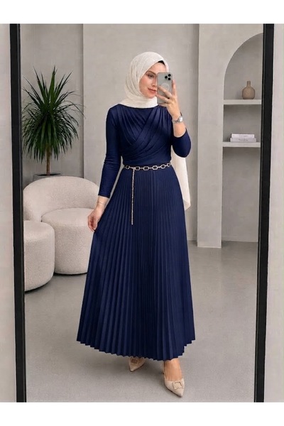 modapark.ist Double-Breasted Collared Blouse and Pleated Skirt Set