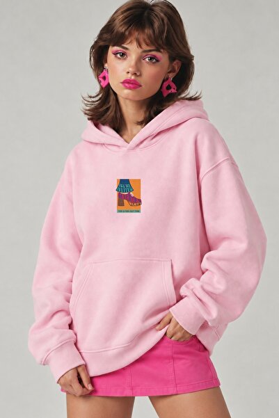 The Champ Clothing Women's Oversize Hoodie Seventies Party Printed Pink - Hoo...